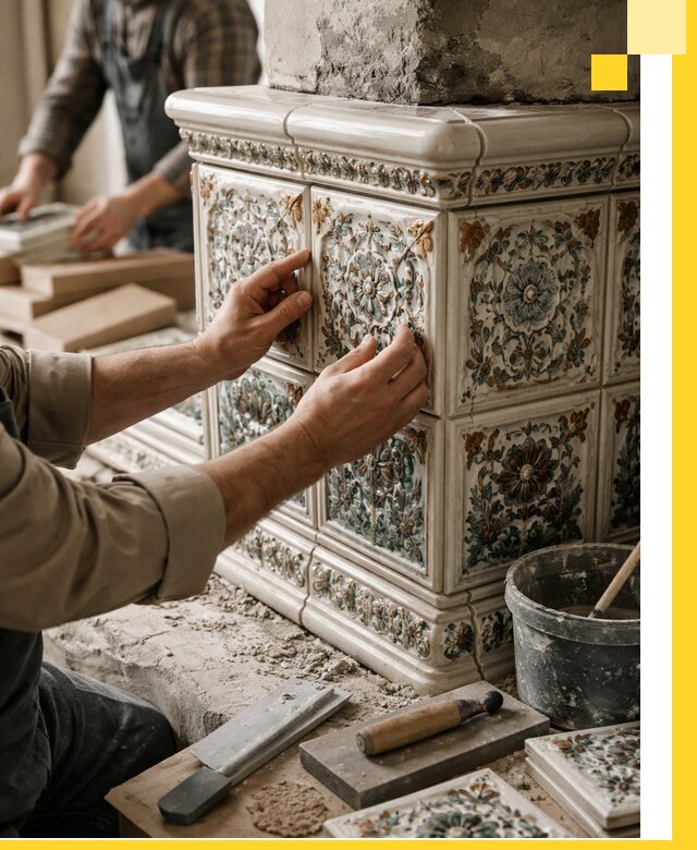 Изразцовые камины под ключ в Пятигорске: проект и монтаж