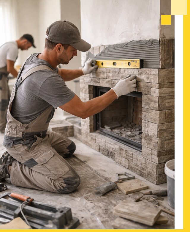 Облицовка каминов в Пятигорске, монтаж и отделка натуральным камнем