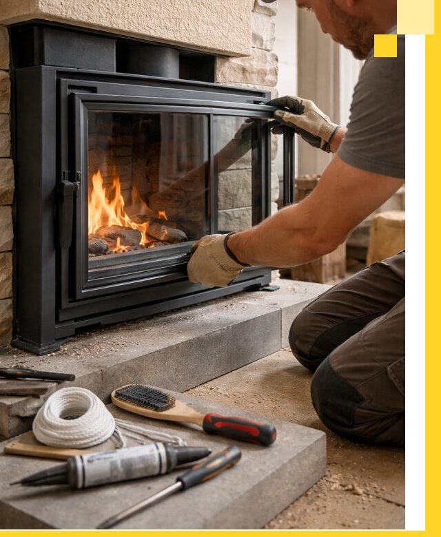 Производство, монтаж и доставка каминов со стеклом в Пятигорске