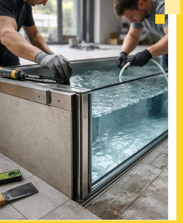 Проектирование и монтаж стеклянных бассейнов в Пятигорске