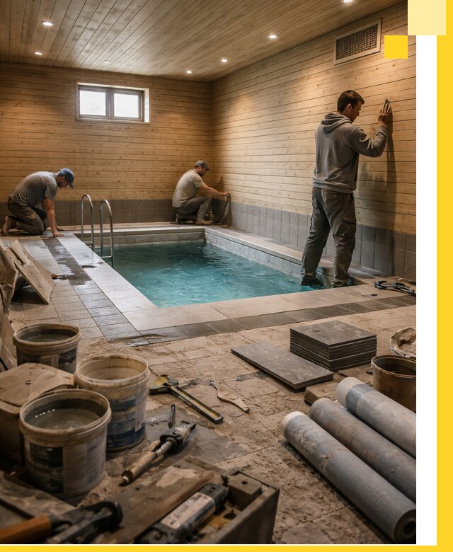 Строительство бани с бассейном и сауной под ключ в Пятигорске