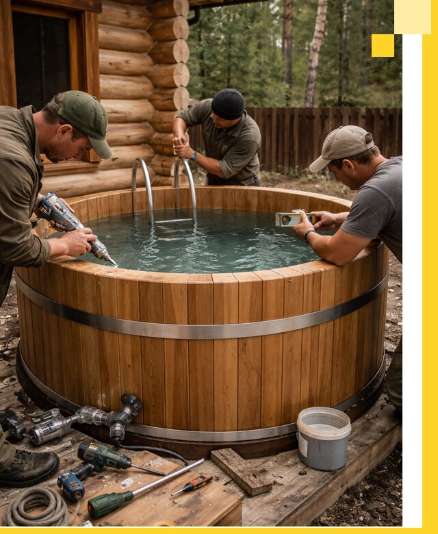 Строительство бань с купелью под ключ и отделкой в Пятигорске