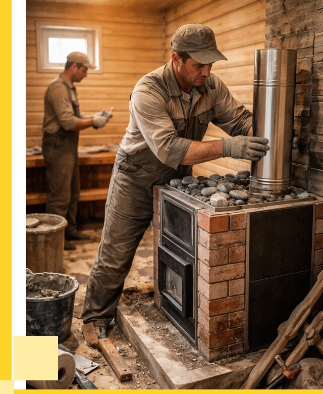 Монтаж печи в бане под ключ в Пятигорске от 20546 р. | ЭриданПтг