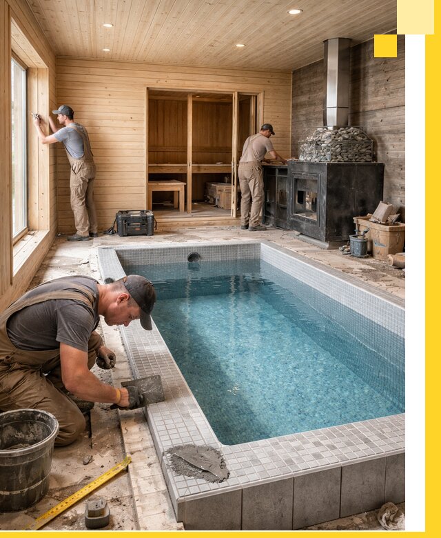 Проект бани с бассейном и сауной в Пятигорске под ключ