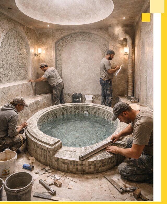 Профессиональное строительство хамама с бассейном в Пятигорске под ключ