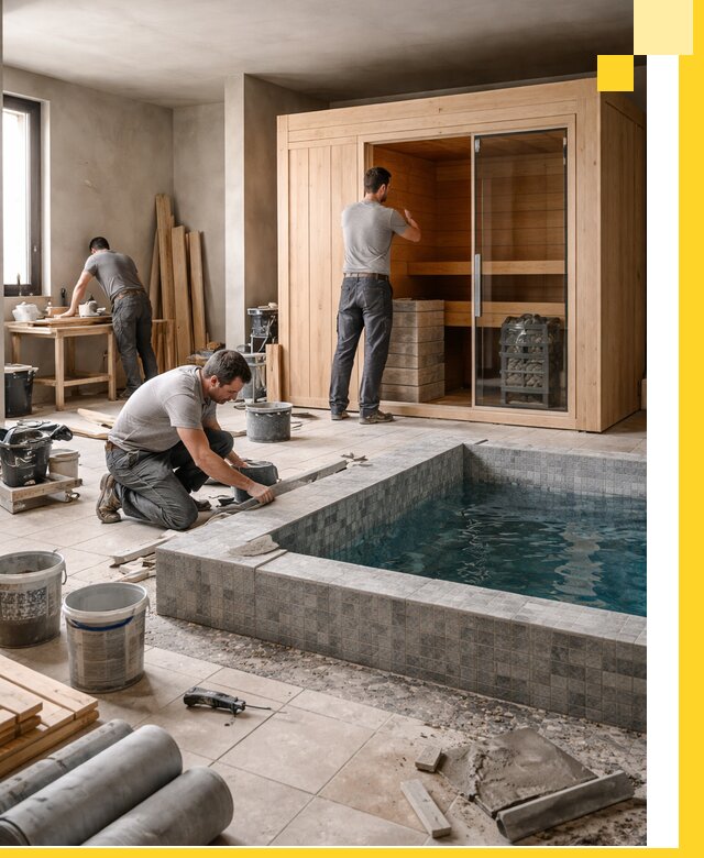 SPA зоны под ключ с бассейном сауной и печью в Пятигорске